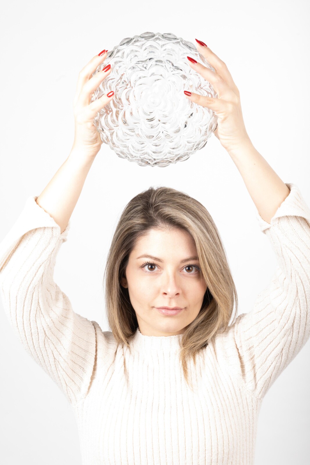 Portrait; Model mit Glasscheibe; High Key